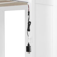 Lit superposé complet avec bureau en U, prise de courant, éclairage LED RGB intelligent, 3 tiroirs de rangement et étagères de rangement, blanc