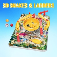 Jeu de société KSF 3D Mini Serpents et Échelles en plastique pour enfants, amusement familial avec échelles et toboggans interactifs