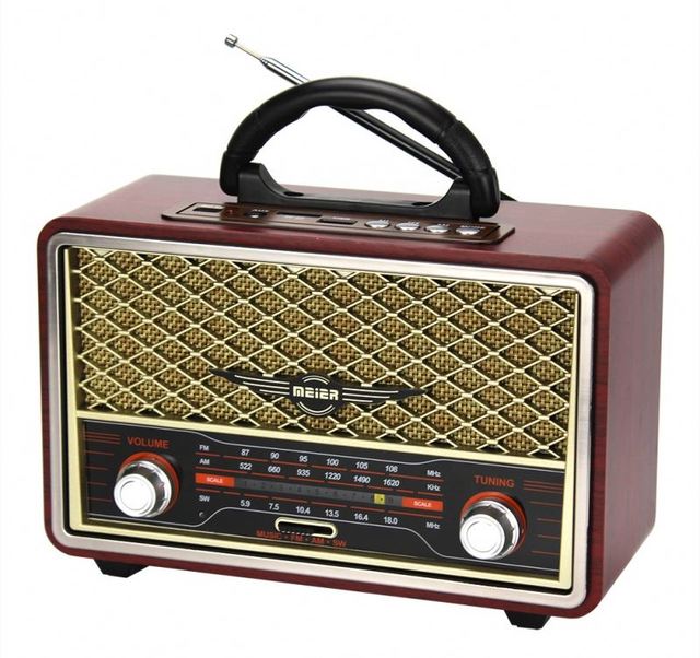 MEIER M-156BT FM AM SW 3 Band Vintage Retro Wooden Radio Rechargeable Radio With USB SD TF Mp3 Player
