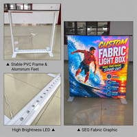 Table de stand modulaire SEG compacte 1x1m, présentoir en tissu rétroéclairé, comptoir lumineux autoportant pour événements publicitaires