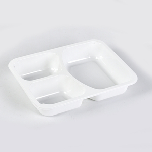 Lesui White 3 Compartment CPET Disposable Airline Ovenable Bandeja Thermoform Plastic <strong>Tray</strong> CPET Food Container With Sealing Film
