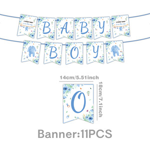 Nouvel Arrivage : Vaisselle et décorations d'ambiance sur le thème du baptême bleu, ornements <span class=keywords><strong>de</strong></span> gâteau d'anniversaire pour petits garçons - Product Image 5