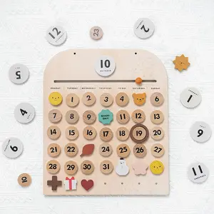 Деревянный Календарь Монтессори, когнитивный инструмент, обучающие игрушки для детей для изучения сезонов, игрушки