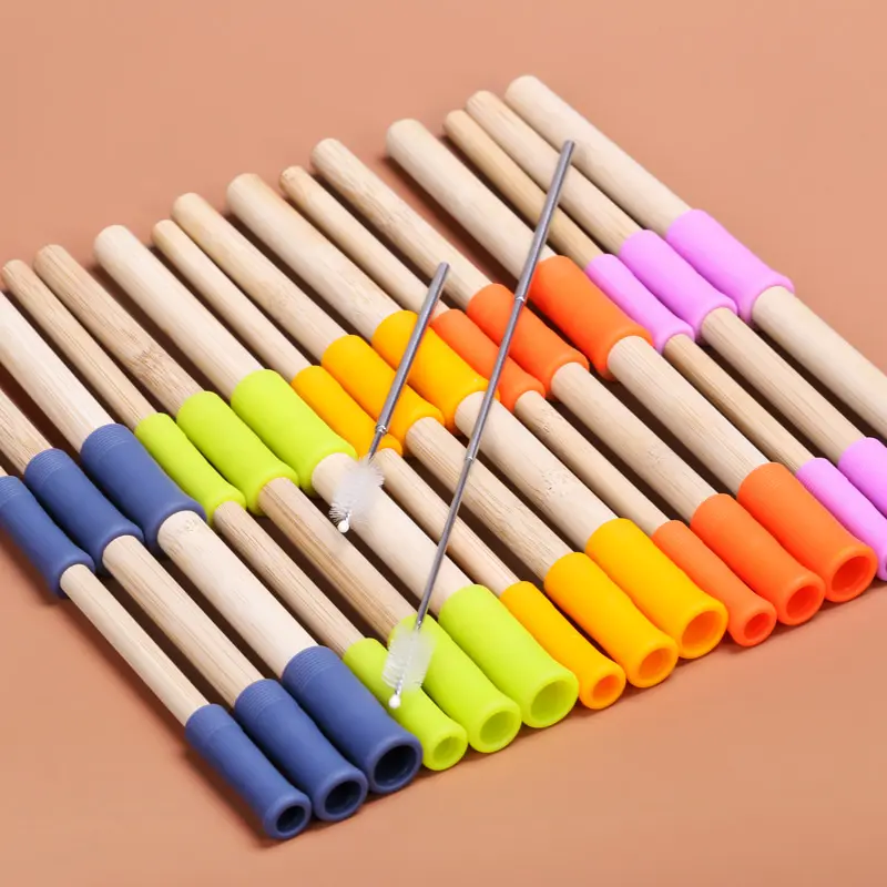 Fancy Travel Flexible Magic Eco Friendly Portable Reusable Foldable Drinking Straw Silicone Bamboo Collapsible Straws With Case