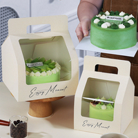 Boîte à gâteau en papier blanc écologique avec poignée et fenêtre transparente, emballage portable pour cupcakes et pâtisseries, pour gâteaux de 4/6/8 pouces