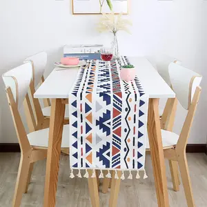 Marocchino bohémien semplice nappa a righe tavolo da pranzo in poliestere decorazione per la casa di nozze