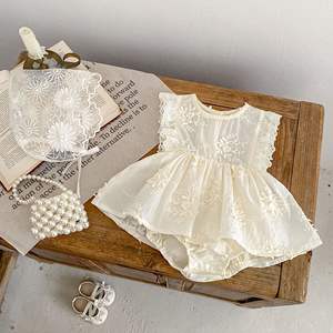 Renren Nuevo Mono de Verano para Bebé Niña, de Algodón con Bordado de Encaje y Mangas con Volantes, Estilo Princesa, Lindo Body para Bebés de Un Mes a Un Año - Product Image 3