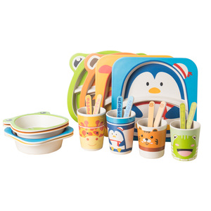 Juego de Vajilla Infantil Creativo y Ecológico de Fibra de Bambú, Juego de Cinco Piezas con Compartimentos, Diseño de Dibujos Animados para Niños de Jardín de Infancia - Product Image 5