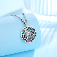 Pendentif en argent 925 pour femme, collier en coquille d'abalone naturelle de perle, tortue de mer