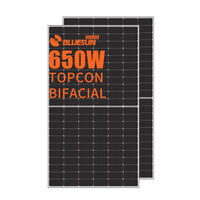 Panneaux solaires Bluesun 650W Topcon, prix usine, support direct, module bifacial tout noir pour maison