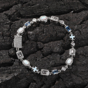 Street Fashion Retro Blue <b>Gemstone</b> <b>Bracelet</b> Sweater Chain Simple Versatile Hand Accessory - Product Image 1