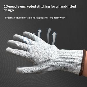 Guantes de PU con Recubrimiento Anti-Corte de Grado 5, Palma Reforzada, Resistentes al Desgaste, Transpirables, para Trabajo - Product Image 5