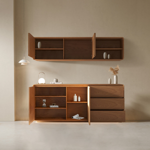 Rock Board aparador gabinete de pared gabinete de almacenamiento integrado moderno simple nórdico de madera maciza sala de estar gabinete de té de almacenamiento - Product Image 6