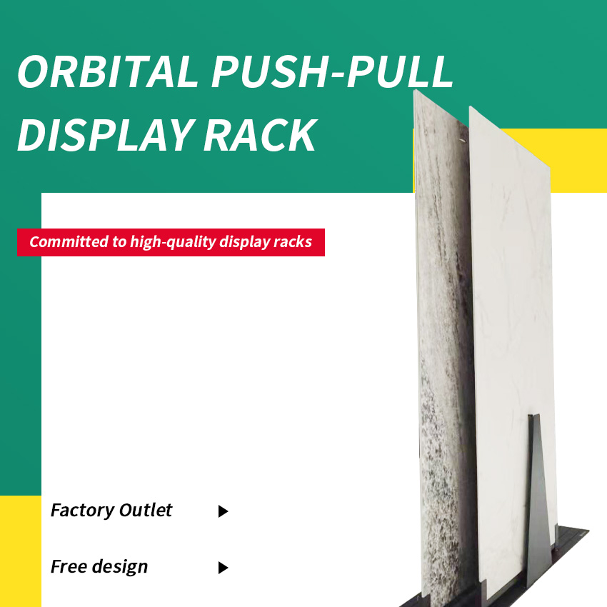 Tsianfan Custom Orbital Sliding Stand Porcelain Marble Panel Push-Pull Sintered Stone Rack Slab Tile Granite Display Showroom