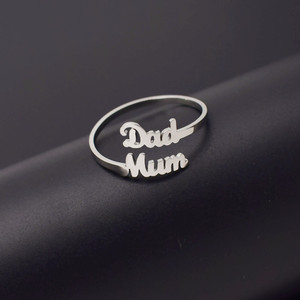 INS Hot Design High Polished Silver Plated Adjustable Stainless Steel Dad <strong>Mum</strong> <strong>Rings</strong> Custom Name Words <strong>Rings</strong> for Lover - Product Image 4