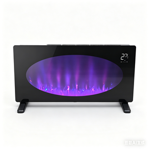 Calentador Eléctrico de Convección de 2500W <span class=keywords><strong>con</strong></span> Control Digital WiFi, <span class=keywords><strong>Ruedas</strong></span> Móviles, <span class=keywords><strong>Chimenea</strong></span>, Panel Infrarrojo de Vidrio Templado para el Hogar - Product Image 2