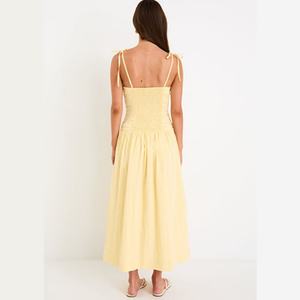 Nuevo Vestido Maxi Personalizado para Mujer, Liso, con Tirantes Finos, Sin Mangas, Plisado, Ecológico, Ajustado, Suave, con Espalda Descubierta de Encaje, Corte en A, Ajustado y de Moda - Product Image 2