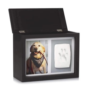 Pet <b>Urn</b> With Photo Frame And Paw Print Mold Rectangle Wooden Memorial For Dog <b>Cat</b> - Product Image 4