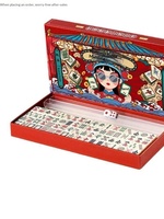 Magnifique ensemble de mahjong miniature portatif, nettoyé à la main, avec boîte en cuir et sac en toile, idéal pour les voyages en plein air, le camping et l'utilisation en dortoir.