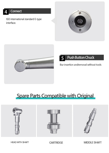 CP-Z25 <span class=keywords><strong>Dental</strong></span>, Contraángulo <span class=keywords><strong>Dental</strong></span> de 4 Chorros de Agua 1:1, Pieza de Mano <span class=keywords><strong>Dental</strong></span> Eléctrica de Baja Velocidad, Motor Tipo E, Anillo Azul, Clase II <span class=keywords><strong>CE</strong></span> - Product Image 4