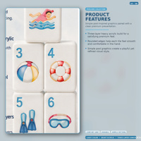 Tuiles de Mahjong américaines en acrylique épais à trois couches, thème bord de piscine, base bleu aqua, décoration flottante pour piscine, couleur claire