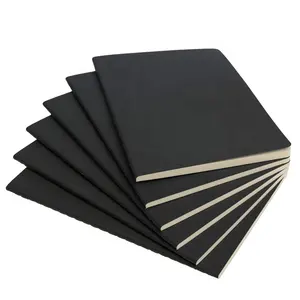 厚80克米色纸时尚缝制装订小46张无出血黑色笔记本，用于会议和提醒。