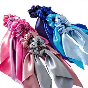 Women Blank Pure Solid Color Fashion Band Accessories Ponytail Shiny Elastic Runchies Hair Ties - Product Image 1