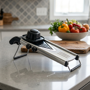 Mandoline multifonction écologique en acier inoxydable réglable pour légumes et fruits, avec des lames plates et des bandes julienne - Product Image 3