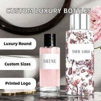 Flacons de parfum ronds en verre de luxe vides, personnalisés en usine, 30ml, 50ml, 100ml, avec pulvérisateur à pompe, impression sérigraphique, et boîte pour diffuseur à bâtonnets
