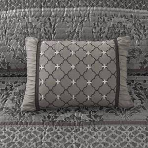 6-mảnh đầy đủ/Nữ Hoàng 6 mảnh Jacquard Quilt thiết lập với ném gối, grey - Product Image 6