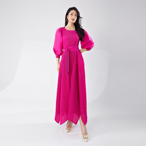 Đầm xếp ly dáng rộng tay đèn thiết kế bất đối xứng dài thanh lịch dành cho nữ <span class=keywords><strong>Miyake</strong></span> Plus Size - Product Image 2