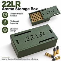 Boîte de rangement pour munitions .22LR, porte-munitions en plastique durable pour 60 cartouches, boîte à munitions empilable avec couvercle coulissant