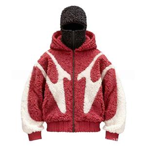 Sudadera con capucha y cremallera personalizada para <span class=keywords><strong>hombre</strong></span>, de alta calidad, a prueba de viento, forrada de lana, lisa, con máscara facial completa. - Product Image 3