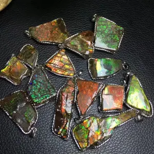 Wholesale Natural Crystal Gemstone Healing Quartz Canadian Ammolite Pendant For Decoration