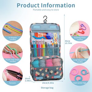 Kit de crochet DIY, ensemble de laine pour le crochet, ensemble d'outils de tricot pour débutants, sac de crochet portable pour les voyages, ensemble de matériel pour le tricot - Product Image 2