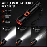 Lampe torche tactique portable USB-C avec zoom, laser blanc LED, faisceau réglable, en aluminium, rechargeable, pour la randonnée
