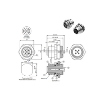 Conector de fábrica al por mayor de alta calidad CE RoHS, conector chapado en oro de 5 pines M12, toma de código A, copa de soldadura de montaje en Panel IP67