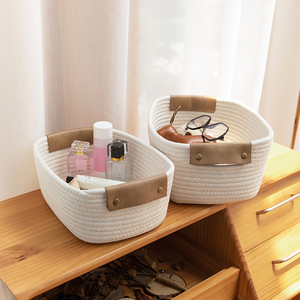 Grands paniers à <span class=keywords><strong>linge</strong></span> pliables en corde de coton naturel blanc pour le rangement des organisateurs de bébé <span class=keywords><strong>panier</strong></span> tissé de rangement - Product Image 4