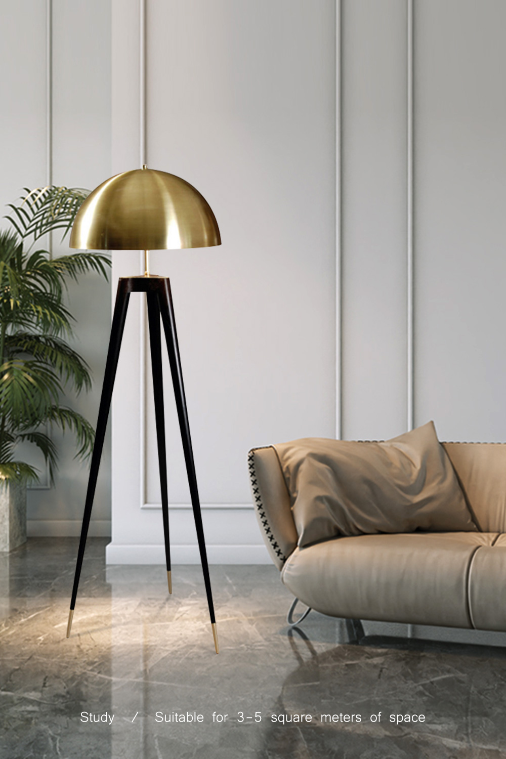 Luxury Tripod Design E27 Led Corner Floor Lamp Modern Gold Floor Lamps For Living Room