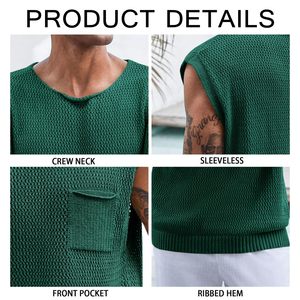 Débardeurs en crochet décontractés pour hommes Summer Beach <span class=keywords><strong>Hippie</strong></span> Knitted Sweater Vest Cap - Product Image 5