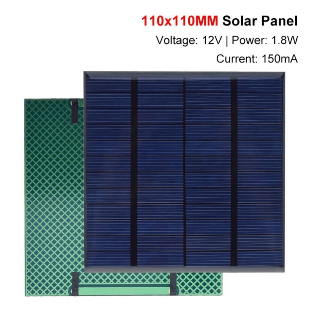 <strong>12V</strong> 1.8W 150mA Mini <strong>Solar</strong> Panel 110X110MM <strong>Solar</strong> <strong>Cell</strong> DIY for Light <strong>Cell</strong> Phone Toys Chargers Portable High Quality DIY Education