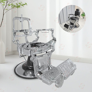 Sedia da Parrucchiere Reclinabile di Alta Gamma con Telaio Quadrato, Pompa Idraulica e Rotazione, Sedia Moderna da Barbiere - Product Image 1