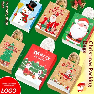 Bolsa de Papel Kraft Navideña para Regalos de Fiesta de Cumpleaños y Comida para Llevar, Impresión de Logotipo Personalizado, Impresión Offset - Product Image 1