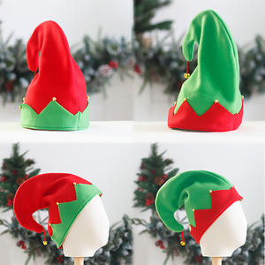 Cappelli da <span class=keywords><strong>elfo</strong></span> di natale in velluto rosso verde con campane di natale, decorazioni per feste, copricapo per feste - Product Image 2