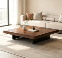 Table basse/côté carrée en bois massif, design moderne, avec structure métallique, écologique, durable, convertible, pour salon, appartement, maison