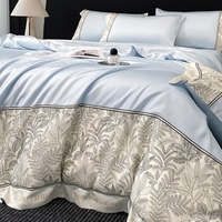 Parure de lit d'été en soie glacée, style américain, luxe léger, 3 ou 4 pièces, pour dortoir étudiant, housse de couette et drap lavés