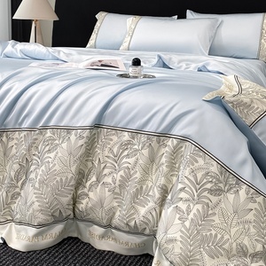 Set Letto Estivo in Seta Ghiaccio Stile Americano Lusso Leggero, Quattro e Tre Pezzi, per Dormitorio Studentesco, con Copripiumino Lavato e Lenzuolo - Product Image 6
