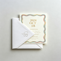 Carte d'invitation personnalisée multicolore avec bordure, carte de rappel de date, carte de message pour cérémonie, pour invitation de mariage ou de banquet