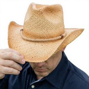 Unisex Straw Cowboy <b>Hat</b> Wide Brim Casual Adult Outdoor Spring <b>Summer</b> 56-58CM - Product Image 3