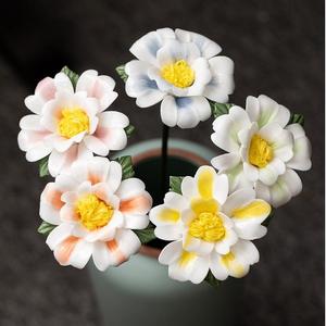 Handmade Ceramic Peony <strong>Flowers</strong>, Artificial Floral Decor for Living Room, Dining Table Centerpiece, <strong>Vase</strong> Arrangement - Product Image 1